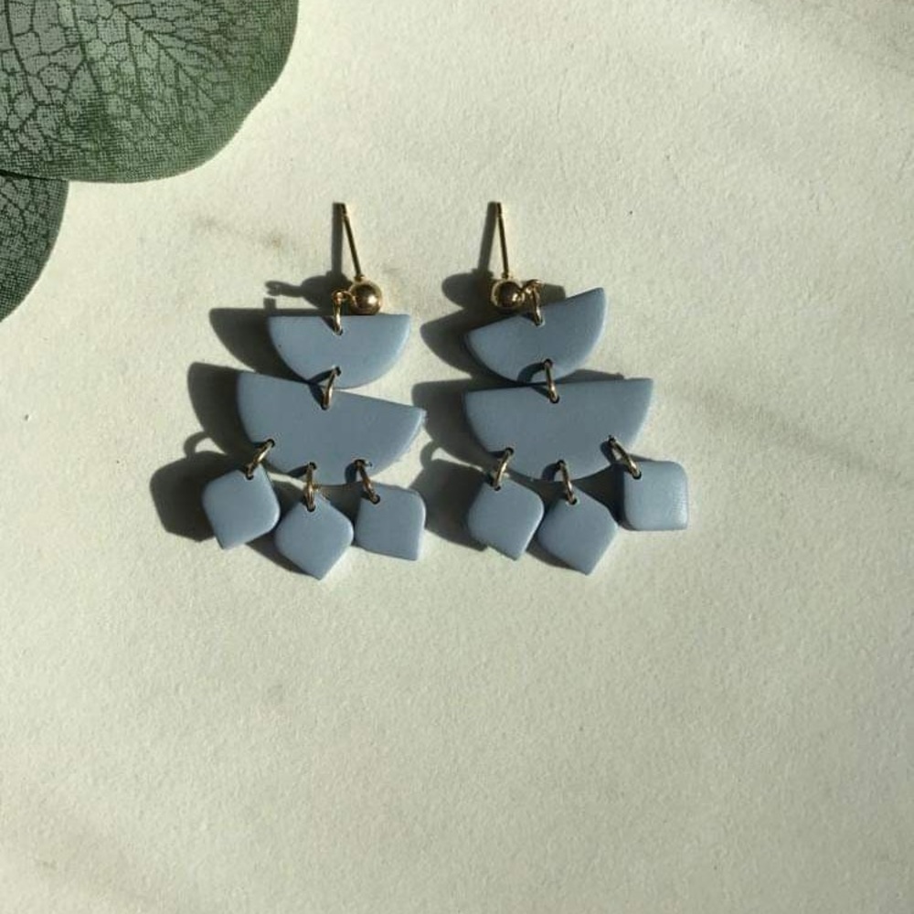 Modern Blue Geometric Earrings